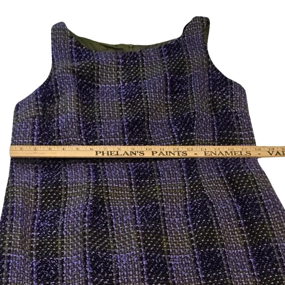 Jessica Howard Size 14 2-Piece Tweed Dress Jacket Set Purple Green Plaid Vintage - Picture 6 of 11